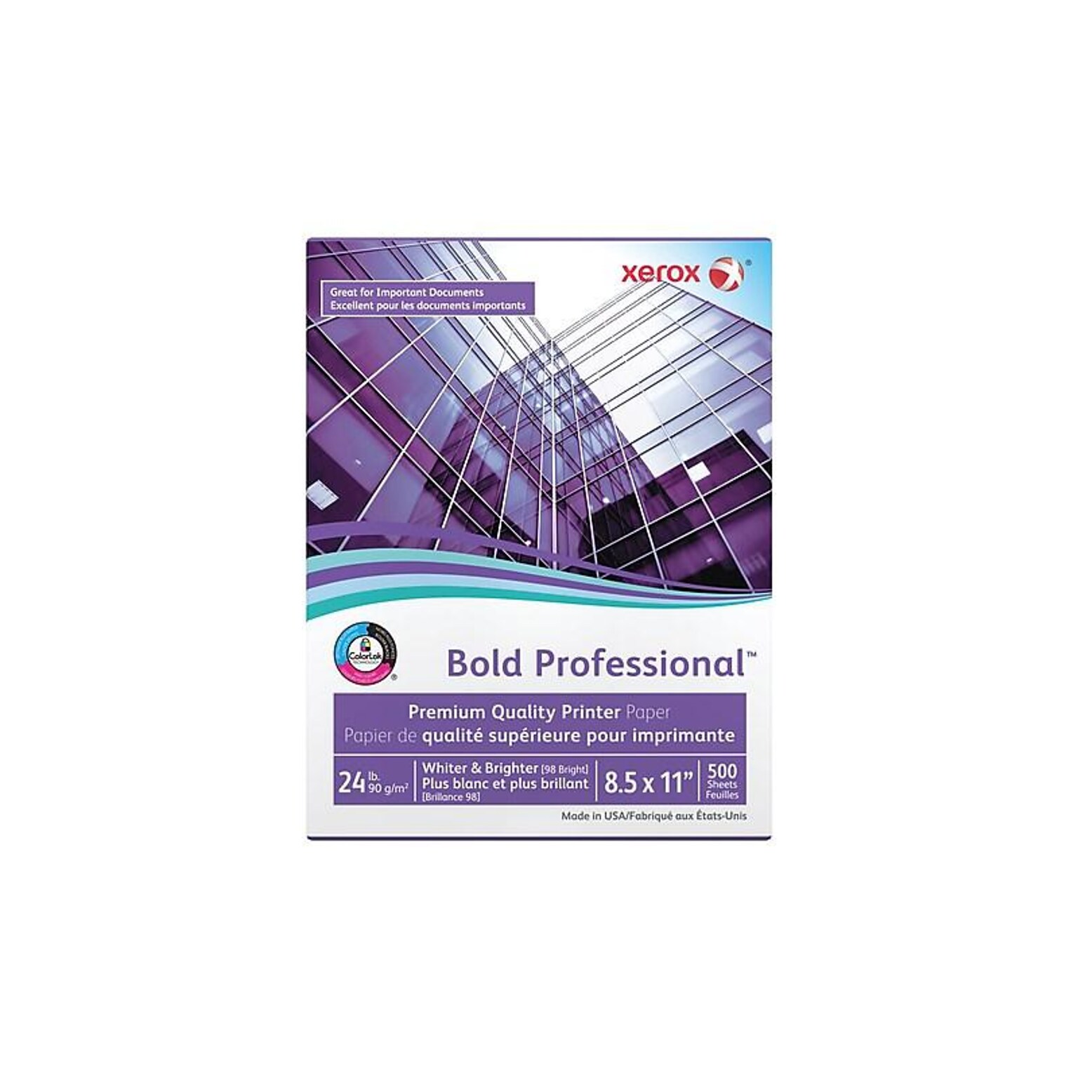 Xerox Bold Professional 8.5 x 11 Bond Paper, 24 lbs., 98 Brightness, 500/Ream (3R13038)