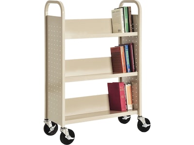 Lorell 3-Shelf Metal Book Cart, Beige (LLR49204)