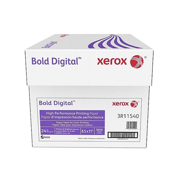 Xerox Bold Digital 8.5 x 11 Paper, 24 lbs., 98 Brightness, 500 Sheets/Ream, 10 Reams/Carton (3R11540)