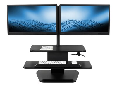 Mount-It! 24"W Manual Adjustable Standing Desk Converter with Dual Monitor Mount, Black (MI-7914)