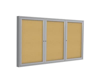 Ghent Cork Enclosed Bulletin Board, Satin Frame, 3H x 6W (PA33672K)