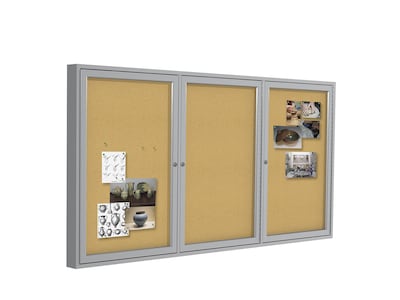 Ghent Cork Enclosed Bulletin Board, Satin Frame, 3'H x 6'W (PA33672K)