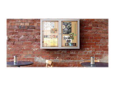 Ghent Cork Enclosed Bulletin Board, Satin Frame, 4'H x 8'W (PA34896K)