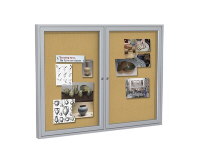 Ghent Cork Enclosed Bulletin Board, Satin Frame, 3'H x 4'W (PA23648K)