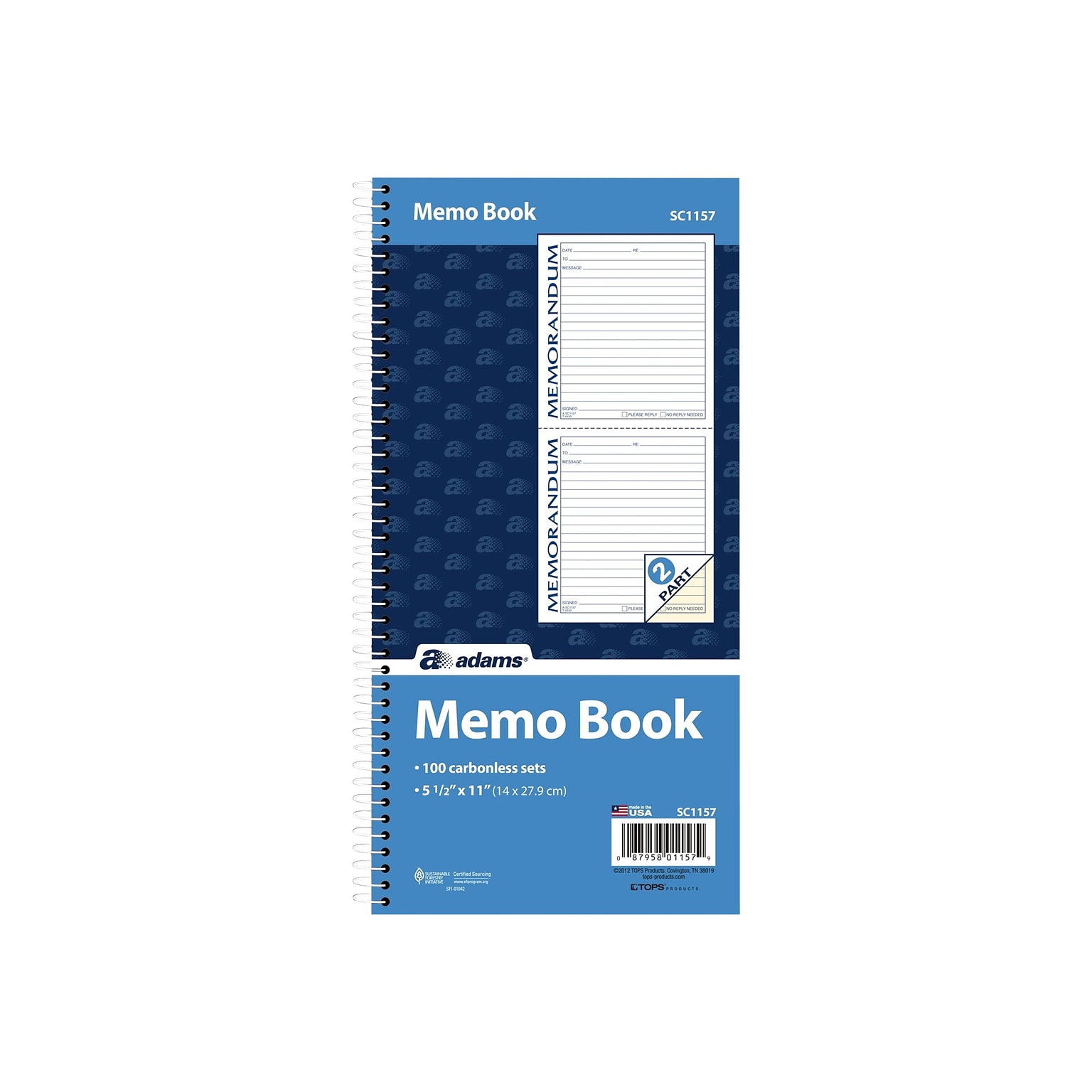 Adams Memo Message Pad, 5.5 x 11, Ruled, White, 50 Sheets/Pad (SC1157)