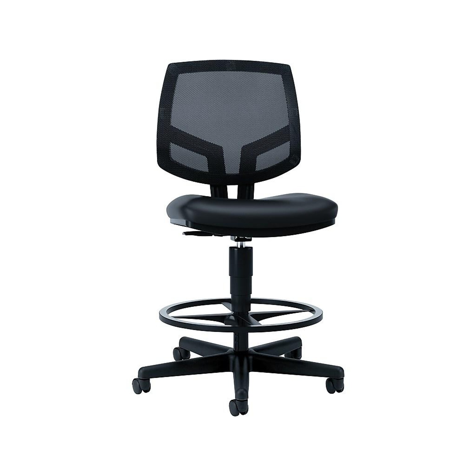 HON Volt Mesh Back SofThread Leather Computer and Desk Stool, Black (H5715.SB11.T)