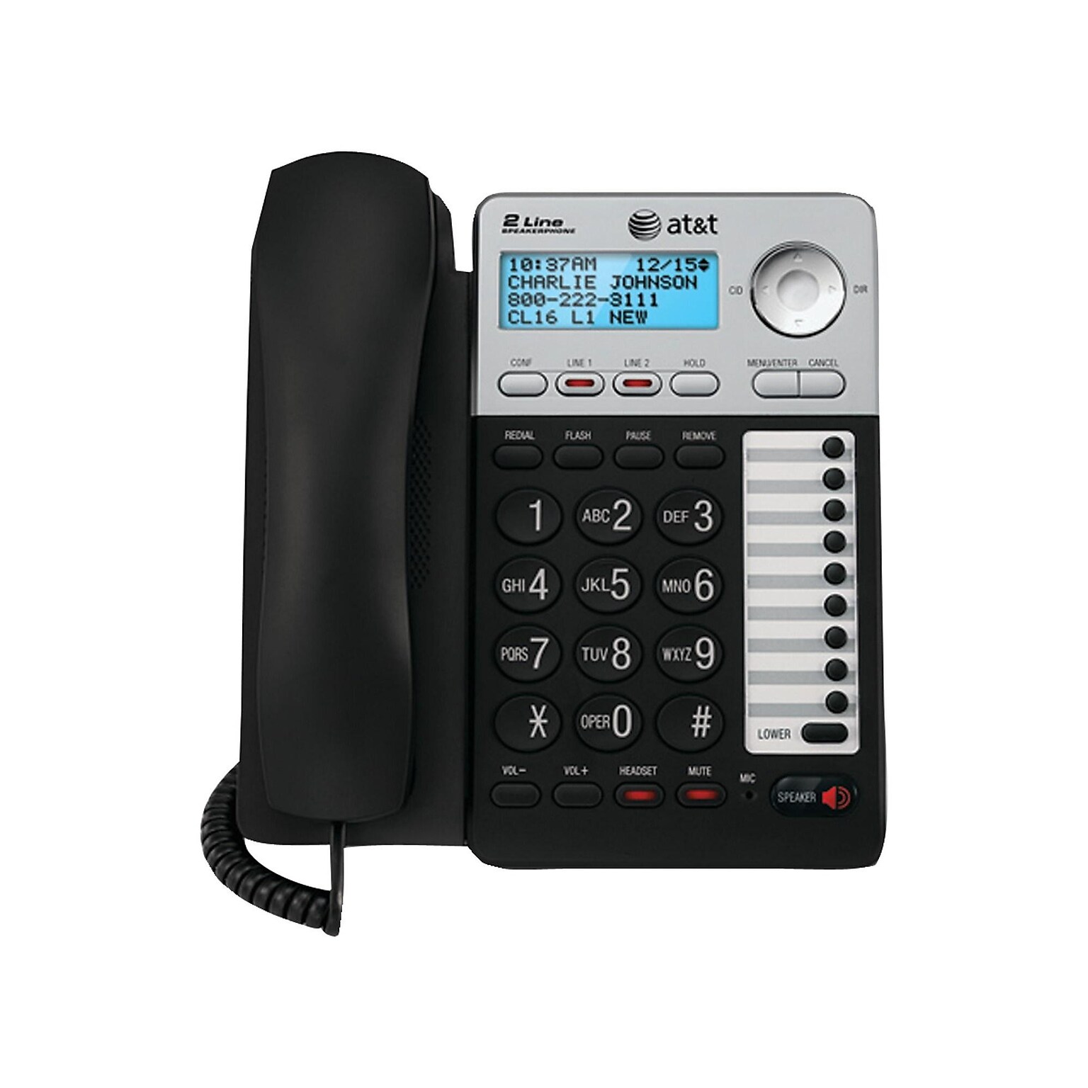AT&T ML17929 2-Line Corded Phone, Black & Silver
