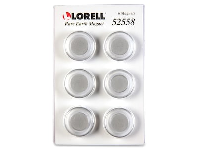 Lorell Rare Earth Magnets, Clear, 6/Pack (52558)