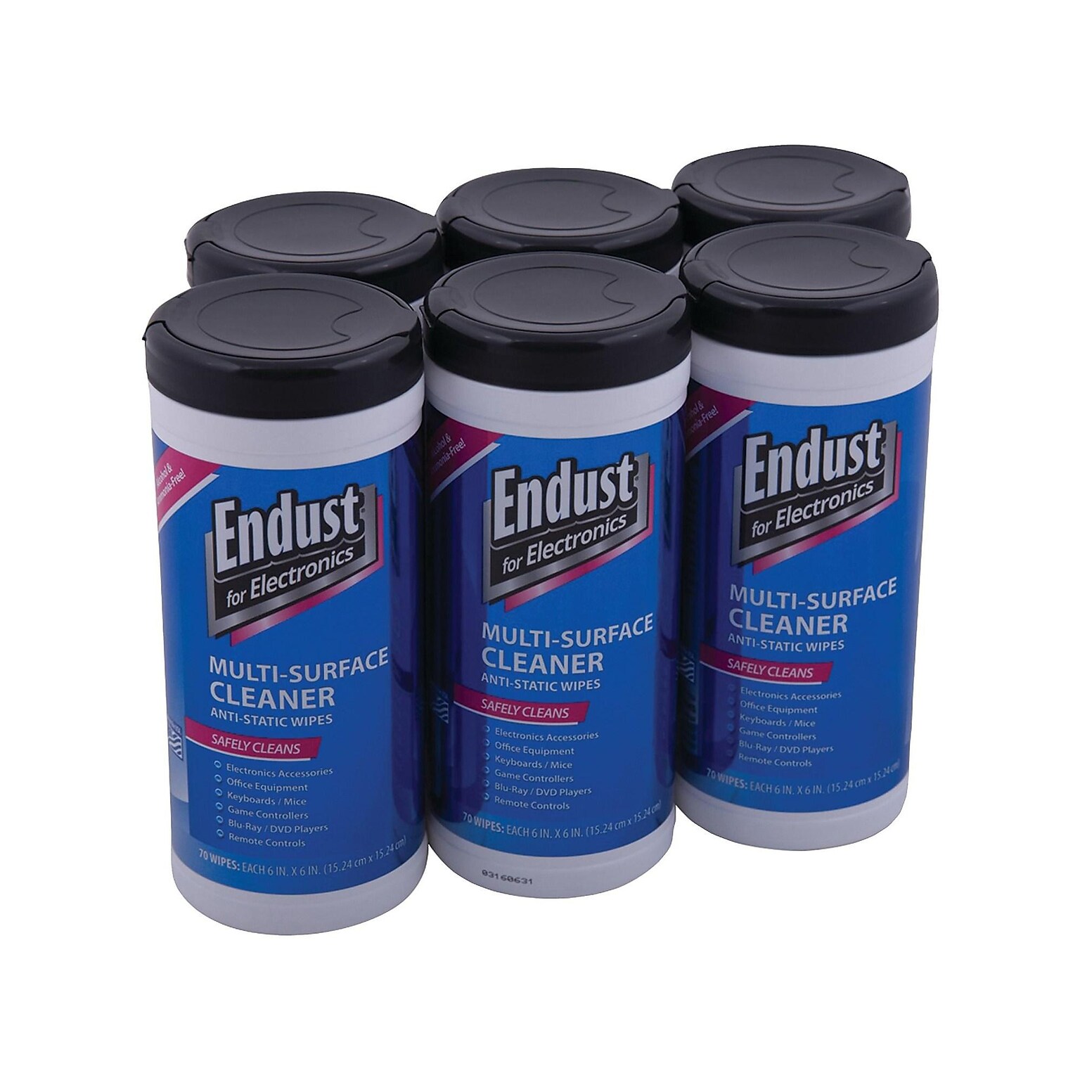 Endust Screen Cleaner Wipes, 70/Container, 6 Containers/Pack (11506-6PK)