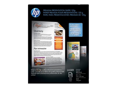 HP Laser Premium Glossy Presentation Paper, 8.5 x 11, 250/Pack (CG988A)