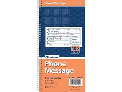 Adams Phone Message Pad, 5.5 x 11, Ruled, White/Canary, 100 Sheets/Pad (SC1154D)