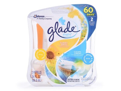 Glade Plugins Scented Oil, Clean Linen & Sunny Day, 2/Pack (646717)