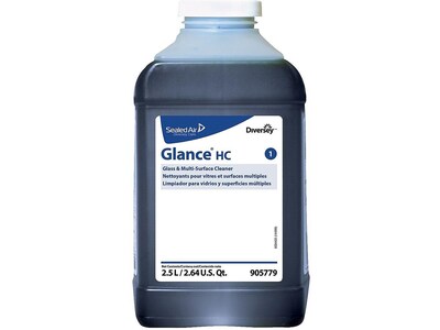 Diversey Glance HC Glass & Multi-Surface Cleaner for J-Fill, Ammonia, 2.5 L / 2.64 U.S. Qt., 2/Carto