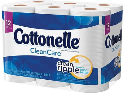 Cottonelle CleanCare 1-Ply Standard Toilet Paper, White, 150 Sheets/Roll, 48 Rolls/Pack (12456)