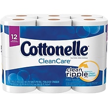 Cottonelle CleanCare 1-Ply Standard Toilet Paper, White, 150 Sheets/Roll, 12 Rolls/Pack (12456)