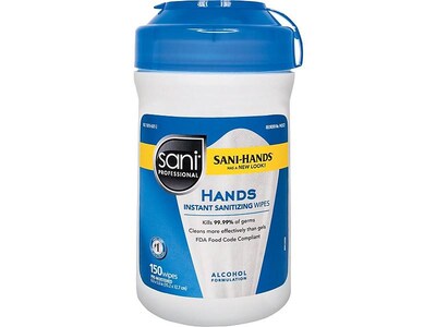 Sani Professional Hands Instant Sanitizing Wipes, 150/Pack (P43572)
