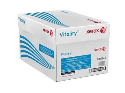 Xerox® Vitality® 8.5" x 11" 3-Hole Punch Multipurpose Printer Paper, 20 lbs., 92 Brightness, 10 Reams/Carton (3R2641)