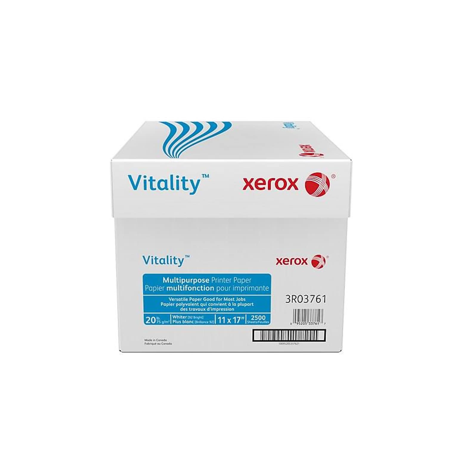 Xerox® Vitality® 11 x 17 Multipurpose Paper, 20 lbs., 92 Brightness, 5 Reams/Carton (3R3761)