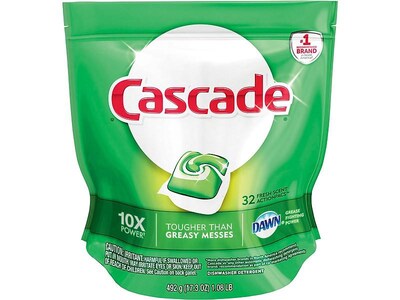 Cascade ActionPacs Dishwasher Detergent Pods, Fresh Scent, 32/Pack (97717)