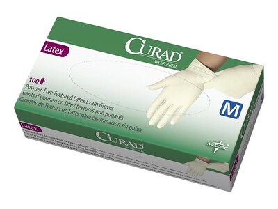 Curad Powder Free Beige Latex Gloves, Medium, 100/Box (CUR8105H)