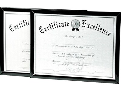 DAX U-Channel Plastic Certificate Frames, Black, 2/Pack (N17000NTP)