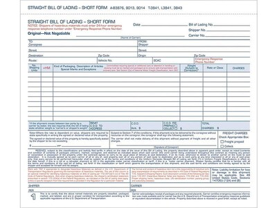 TOPS 3-Part Carbonless Bill of Lading, 8.5L x 7.44W, 250 Sets/Book, /Box (L3841)