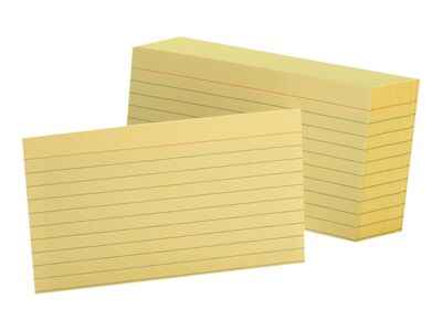 Oxford Ruled 3" x 5" Index Cards, Lined, Canary, 100/Pack (OXF 7321 CAN)