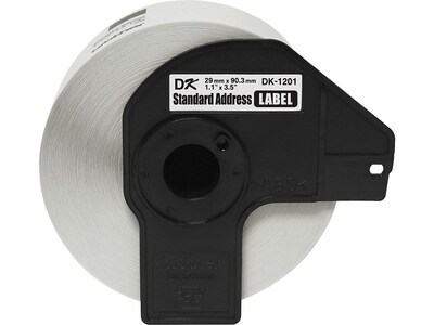 Brother DK-1201 Standard Address Paper Labels, 3-1/2 x 1-1/10, Black on White, 400 Labels/Roll (DK