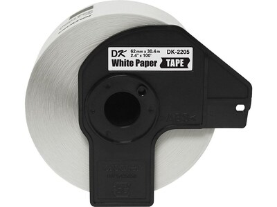 Brother DK-2205 Wide Width Continuous Paper Labels, 2-4/10" x 100', Black on White (DK-2205)