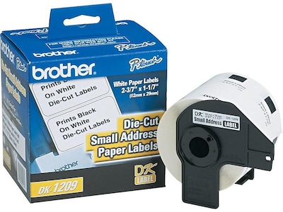 Brother DK-1209 Small Address Paper Labels, 2-4/10 x 1-1/10, Black on White, 800 Labels/Roll (DK-1