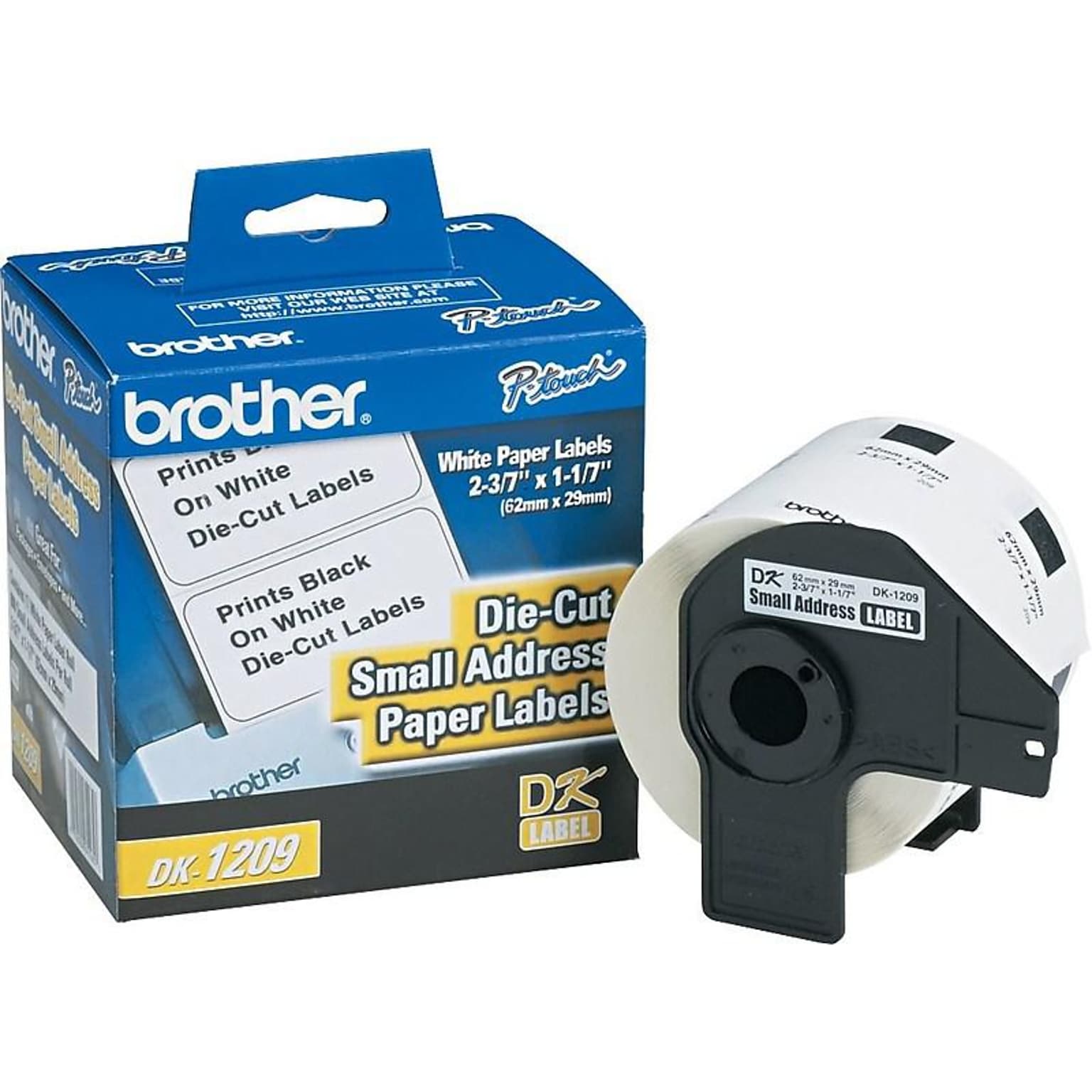 Brother DK1209 Label Printer Labels, 1.1W, White, 800/Roll