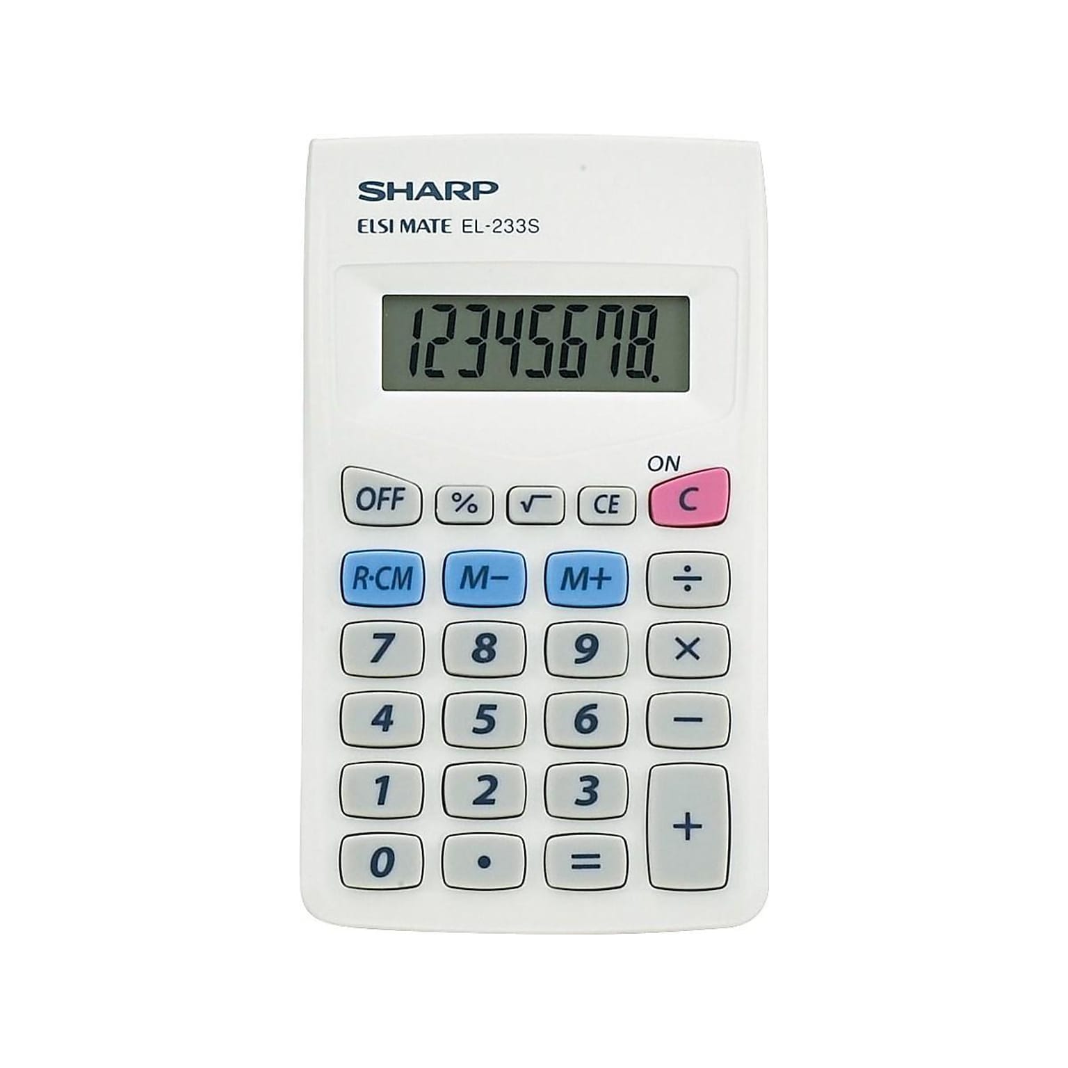 Sharp Elsi Mate EL-233SB 8-Digit Pocket Calculator, White