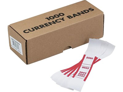 Pap-R Products Currency Straps, White with Red Print 1000/Pack (400500)