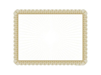 Masterpiece Studios Value Certificates, 8.5 x 11, Metallic Gold, 100/Pack (961035S)