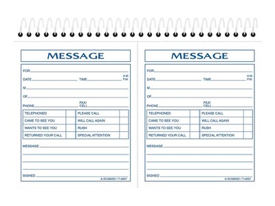 Adams Phone Message Pad, 5.5" x 8.5", Ruled, White, 100 Sheets/Pad (SC5805D)