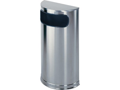 Rubbermaid Half Round Indoor Trash Can w/ no Lid, Stainless Steel Metal, 9 Gal. (FGSO8SSSPL)