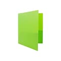 JAM Paper Plastic POP 2-Pocket  Folders with Metal Prong Fastener, Lime Green, 96/Carton (382ECligr)