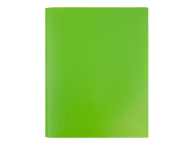 JAM Paper Plastic POP 2-Pocket  Folders with Metal Prong Fastener, Lime Green, 96/Carton (382ECligr)