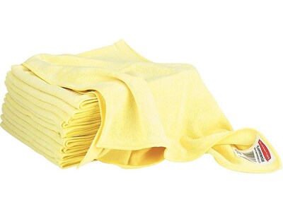 Rubbermaid HYGEN Microfiber Dry Cloths, Yellow, 12/Carton (FGQ61000YL00)