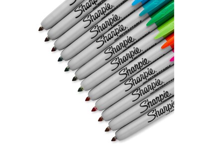 Sharpie Permanent Fine-Point Markers, Assorted Colors, Pack Of 12 Markers