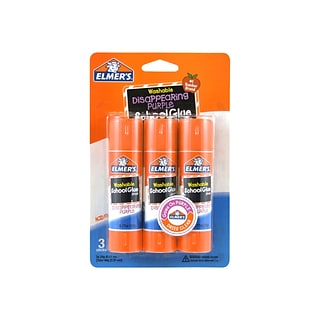Elmer's School Washable Glue Sticks, 0.77 oz., Purple, 3/Pack (E562)