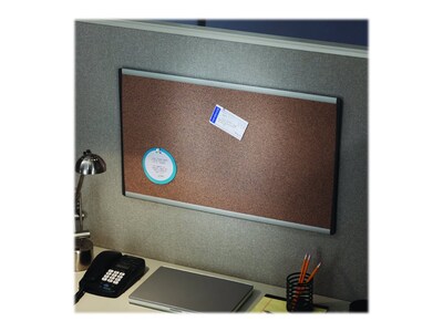 Quartet Arc Cubicle Cork Bulletin Board, Aluminum Frame, 18"H x 30"W (ARCB3018)