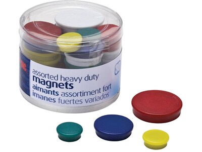 OIC Heavy Duty Magnets/Clips, Assorted color, 30/Pack (92501)