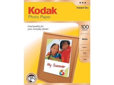 Kodak Matte Photo Paper, 8.5 x 11, 100/Pack (8318164)