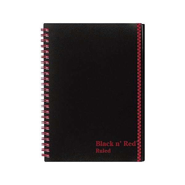 Black n Red Professional Notebook, 5-7/8 x 8-1/4, 70 Sheets, Ruled, Black/Red Accents (C67009)
