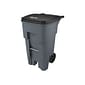 Rubbermaid BRUTE Rollout Plastic Outdoor Trash Can, 65 Gallon, Gray (FG9W2100GRAY)