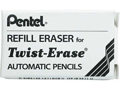 Pentel Twist-Erase Mechanical Pencil Eraser Refills, White, 3/Pack (E10)