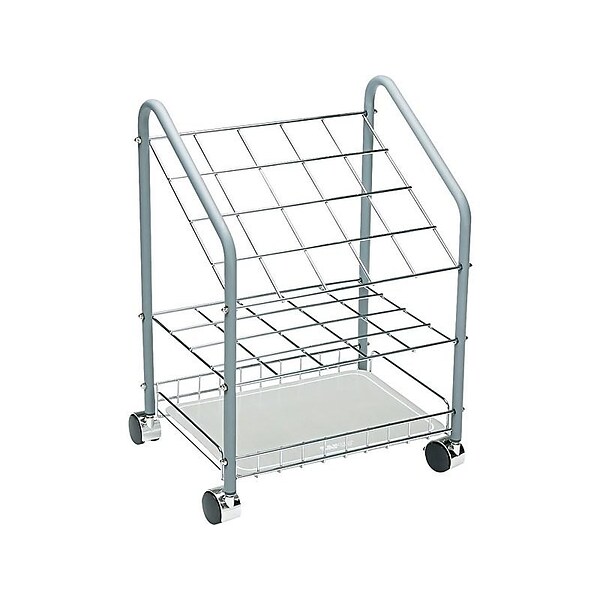 Safco Wire Mobile File Cart with Lockable Wheels, Gray (3091)