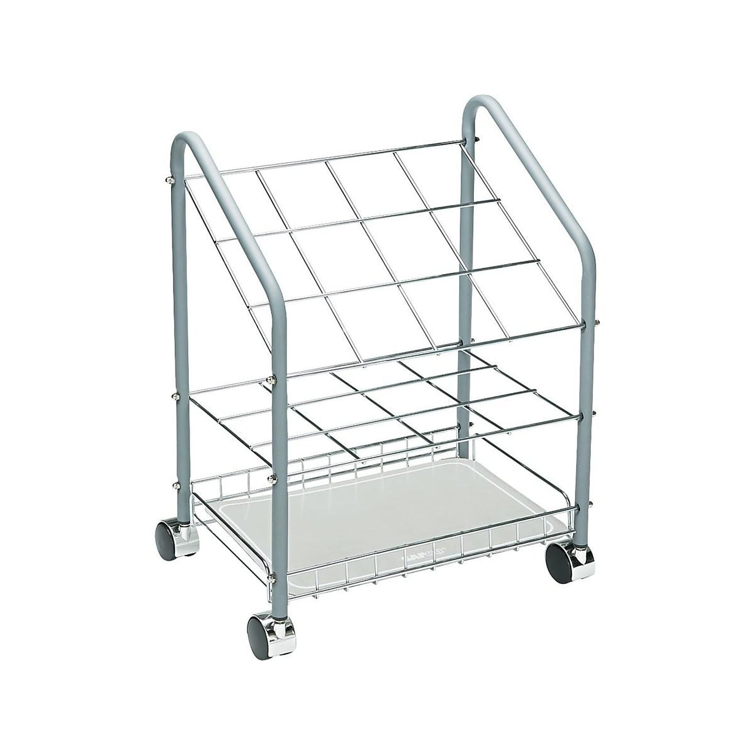 Safco Wire Mobile File Cart with Lockable Wheels, Light Gray (3090)