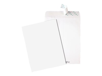 Quality Park Tech-No-Tear Redi-Strip Catalog Envelopes, 9" x 12", White, 100/Box (QUA77390)